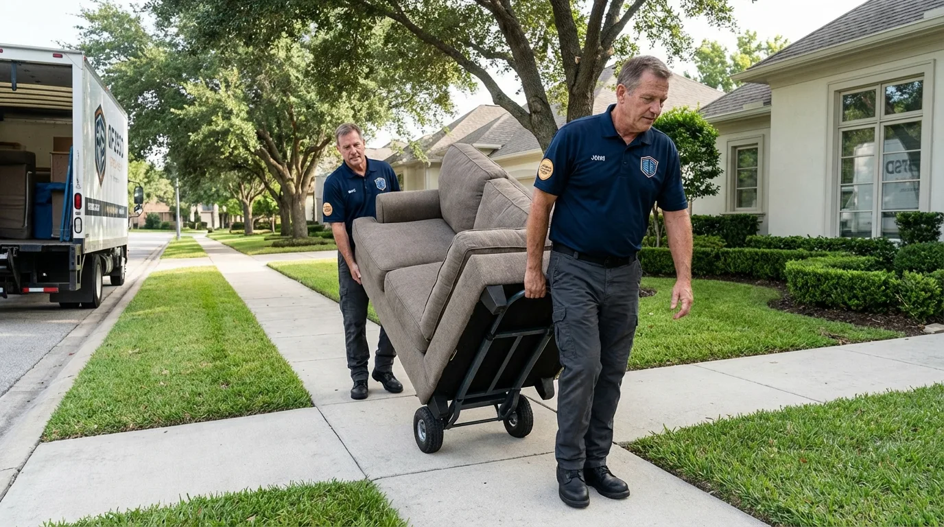 Local residential moving crew loading furniture in Fort Branch, IN