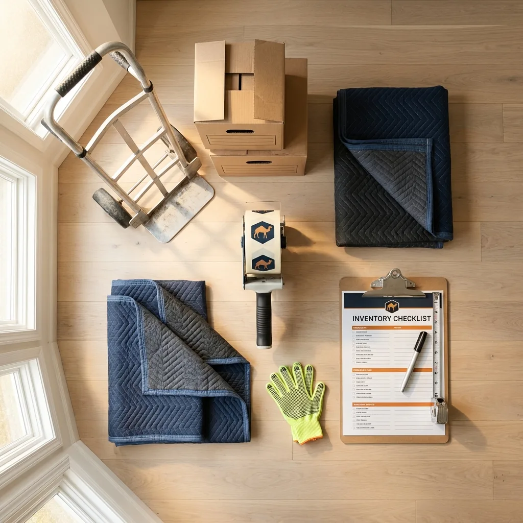 Professional moving supplies and packing materials layout for Fort Branch residential relocations